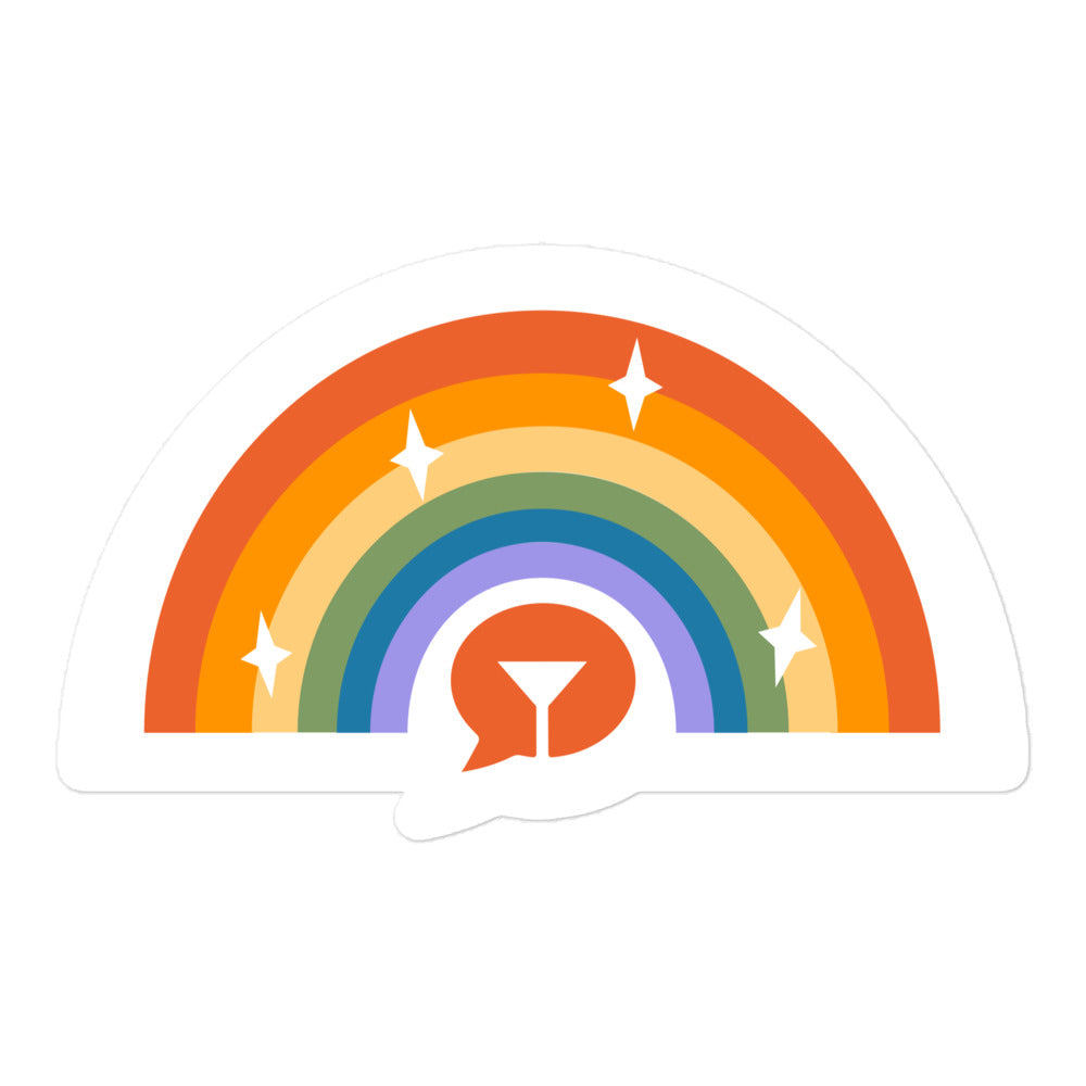 LGBTQ+ bubble-free rainbow sticker with Stripchat logo